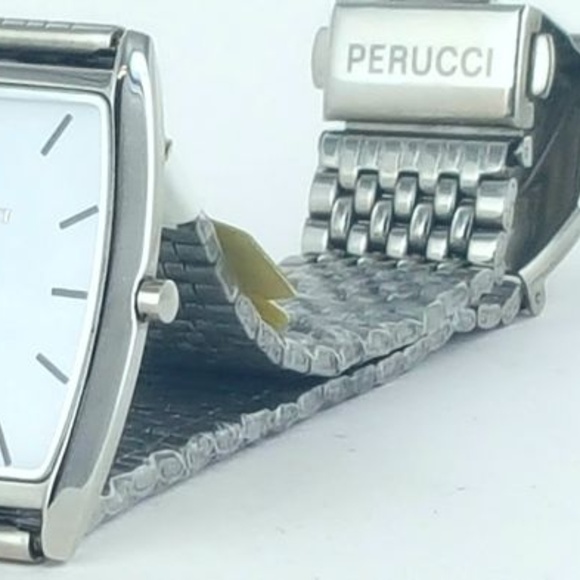 Perucci Superior Super Slim Watch Silver Tone Whit - Picture 2 of 5